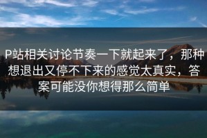 P站相关讨论节奏一下就起来了，那种想退出又停不下来的感觉太真实，答案可能没你想得那么简单