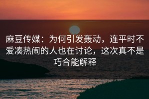 麻豆传媒：为何引发轰动，连平时不爱凑热闹的人也在讨论，这次真不是巧合能解释