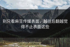 别只看麻豆传媒表面，越往后翻越觉得不止表面这些