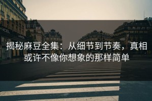 揭秘麻豆全集：从细节到节奏，真相或许不像你想象的那样简单