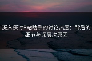 深入探讨P站助手的讨论热度：背后的细节与深层次原因