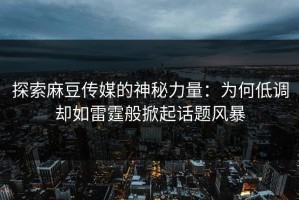 探索麻豆传媒的神秘力量：为何低调却如雷霆般掀起话题风暴