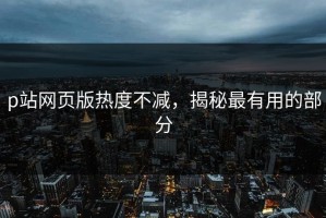 p站网页版热度不减，揭秘最有用的部分