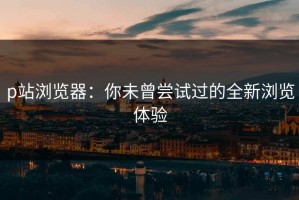 p站浏览器：你未曾尝试过的全新浏览体验
