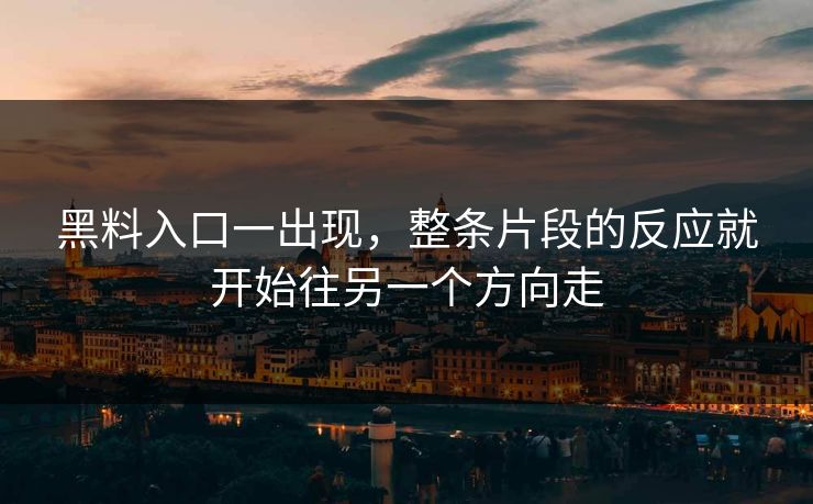 黑料入口一出现，整条片段的反应就开始往另一个方向走