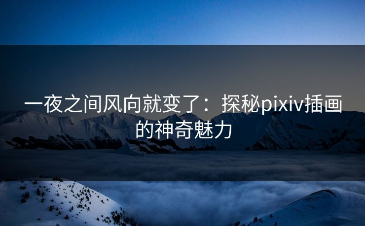 一夜之间风向就变了：探秘pixiv插画的神奇魅力