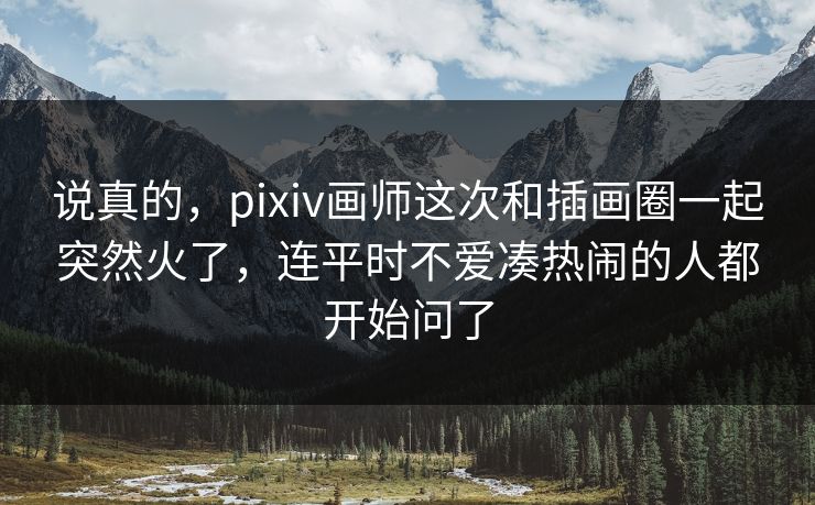 说真的，pixiv画师这次和插画圈一起突然火了，连平时不爱凑热闹的人都开始问了