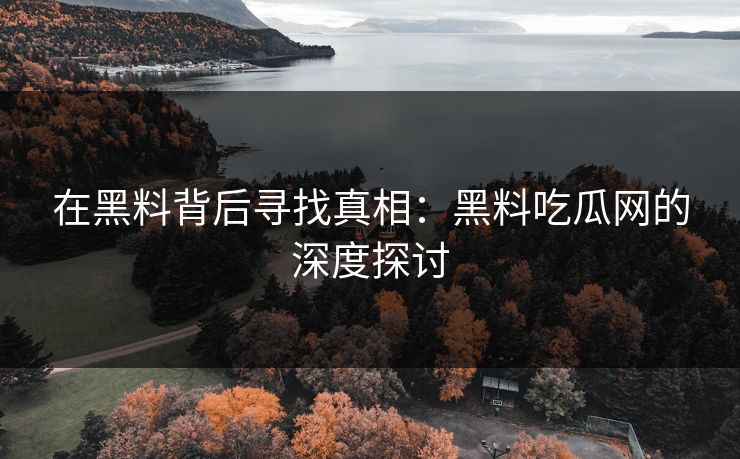 在黑料背后寻找真相：黑料吃瓜网的深度探讨