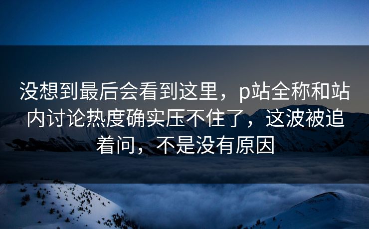 没想到最后会看到这里，p站全称和站内讨论热度确实压不住了，这波被追着问，不是没有原因